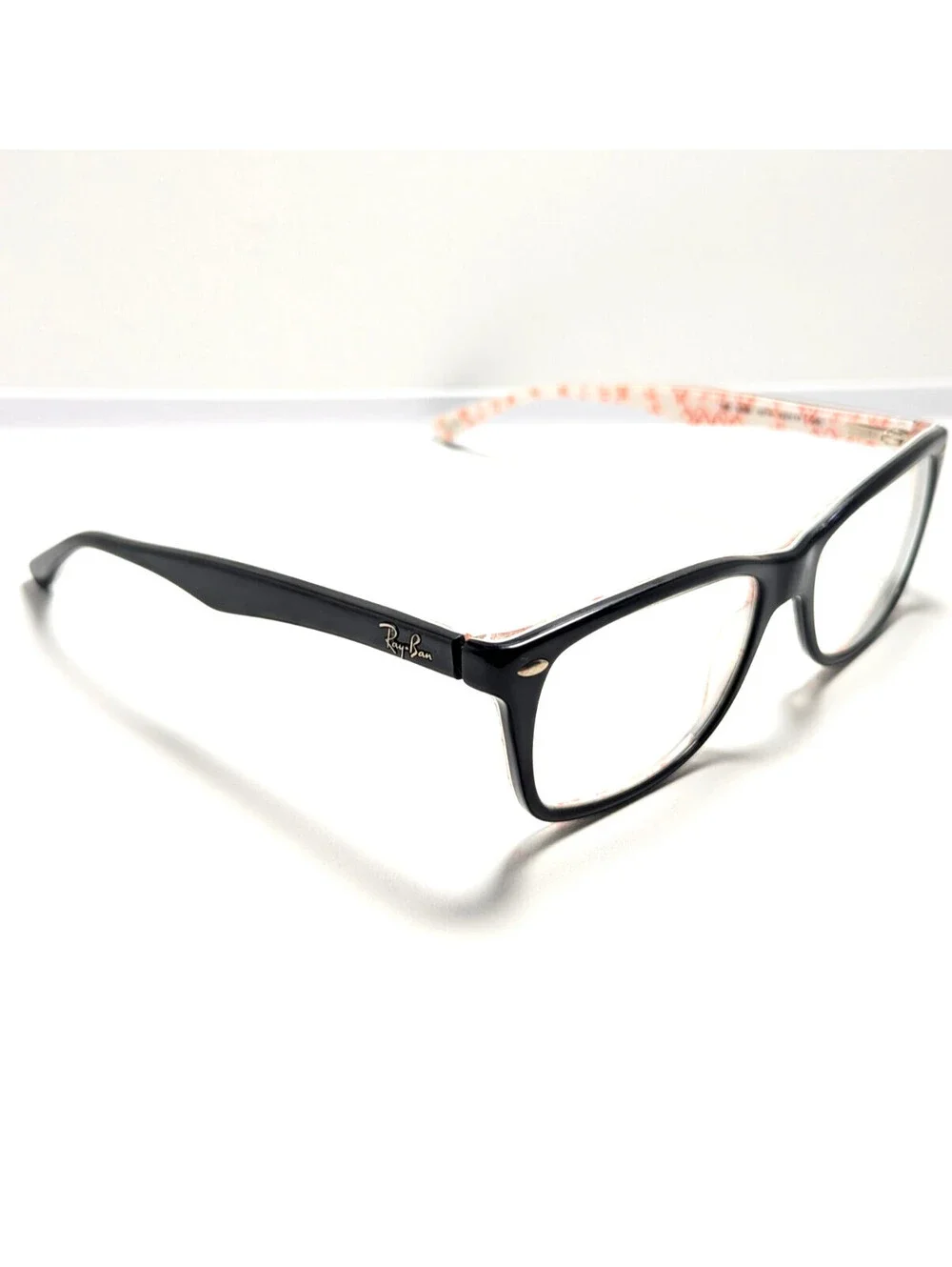 Ray-Ban RB522B Black Pink Floral Rectangle Women's Eyeglasses Frame 53-17-140